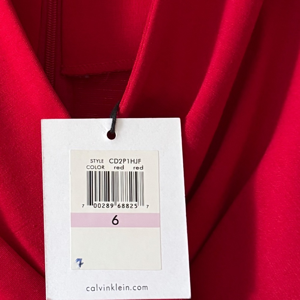 Calvin Klein Red Sheath Dress NWT Size 6 Sleeveless Knee-Length - Picture 9 of 13